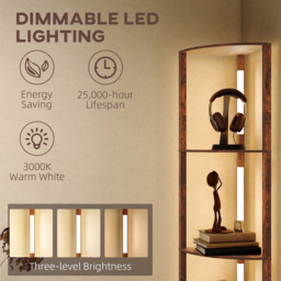 HOMCOM Warm White LED Rustic Brown Corner Floor Lamp - Size: 49 x 13 x 37cm - Wilko - thumbnail 6