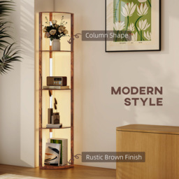 HOMCOM Warm White LED Rustic Brown Corner Floor Lamp - Size: 49 x 13 x 37cm - Wilko - thumbnail 5