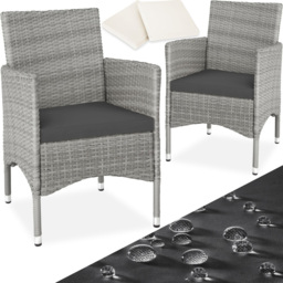 tectake Nantes Set of 2 Light Grey and Cream Polyrattan Garden Chair - Size: 85 x 57 x 59cm - Wilko - thumbnail 3