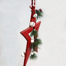 Shatchi Red Star Wooden Hanging Christmas Decoration 26cm - Size: 26 x 6 x 4cm - Wilko - thumbnail 4