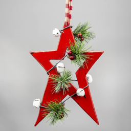 Shatchi Red Star Wooden Hanging Christmas Decoration 26cm - Size: 26 x 6 x 4cm - Wilko - thumbnail 3