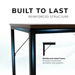 House of Home Computer Desk Rustic Dark Brown and Black - Size: 50 x 80 x 76cm - Wilko - thumbnail 4