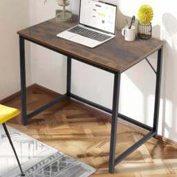 House of Home Computer Desk Rustic Dark Brown and Black - Size: 50 x 80 x 76cm - Wilko - thumbnail 1