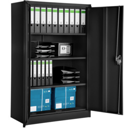 tectake 4 Shelf Black Lockable File Cabinet - Size: 140 x 90 x 40cm - Wilko - thumbnail 3