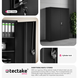 tectake 4 Shelf Black Lockable File Cabinet - Size: 140 x 90 x 40cm - Wilko - thumbnail 6