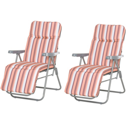 Outsunny Set of 2 Orange and White Recliner Sun Loungers - Size: 1 Seater - Multi - Wilko - thumbnail 3