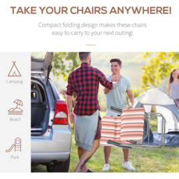 Outsunny Set of 2 Orange and White Recliner Sun Loungers - Size: 1 Seater - Multi - Wilko - thumbnail 7