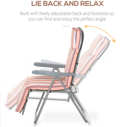 Outsunny Set of 2 Orange and White Recliner Sun Loungers - Size: 1 Seater - Multi - Wilko - thumbnail 5