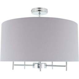 Pacific Lifestyle Plaza Silver Metal and Grey Linen Pendant Light - Wilko