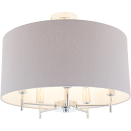 Pacific Lifestyle Plaza Silver Metal and Grey Linen Pendant Light - Wilko - thumbnail 4