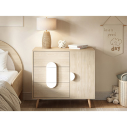 Flair Noah Single Door 3 Drawers Oak and White Cabinet - Wilko - thumbnail 5