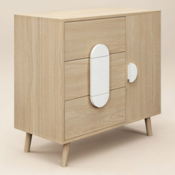 Flair Noah Single Door 3 Drawers Oak and White Cabinet - Wilko - thumbnail 4