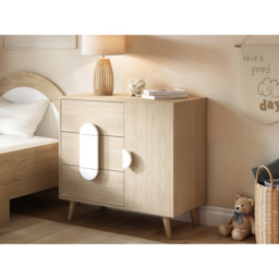 Flair Noah Single Door 3 Drawers Oak and White Cabinet - Wilko - thumbnail 6