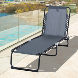 Outsunny Grey Foldable Chaise Sun Lounger - Size: 1 Seater - Wilko