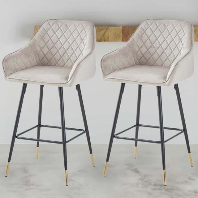 Baumhaus Mink Bar Stool Set of 2 - Cream - Wilko - image 1