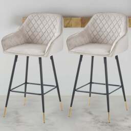 Baumhaus Mink Bar Stool Set of 2 - Cream - Wilko - thumbnail 1