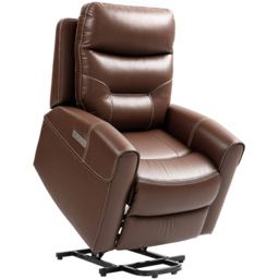 Portland Brown Overstuffed Riser and Recliner Chair with USB Ports - Size: Single - Wilko - thumbnail 3