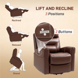 Portland Brown Overstuffed Riser and Recliner Chair with USB Ports - Size: Single - Wilko - thumbnail 5