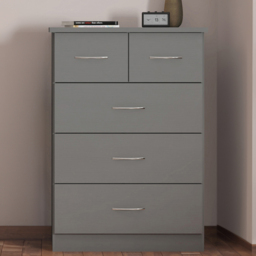 Seconique Nevada 5 Drawer 3D Effect Grey Chest of Drawers - Wilko - thumbnail 1