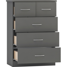 Seconique Nevada 5 Drawer 3D Effect Grey Chest of Drawers - Wilko - thumbnail 5