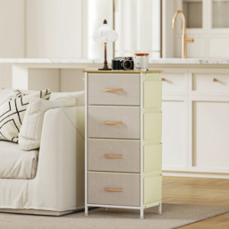 HOMCOM 4 Drawer 4 Side Pockets 2 Hooks Beige Fabric Chest of Drawers - Silver - Wilko - thumbnail 4
