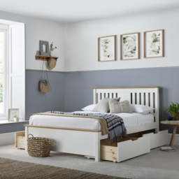 Chester Single Stone White and Oak 2 Drawer Storage Bed Frame - Bedmaster - Wilko - thumbnail 3