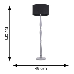 ValueLights Victoria Black Fabric Drum Shade Grey Wood Traditional Stem LED Floor Lamp - Size: 157 x 45 x 45cm - Wilko - thumbnail 7