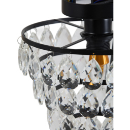 Living and Home Black Iron Crystal E27 LED Semi Flush Light - Size: 26 x 24.5 x 24.5cm - Black + Transparent - Wilko - thumbnail 7