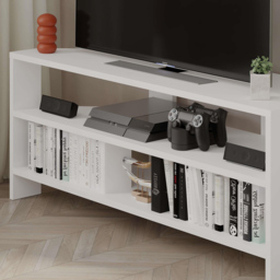 Decortie Thales 2 Shelf White Modern Corner TV Unit - Size: 45 x 110 x 36cm - Wilko - thumbnail 6