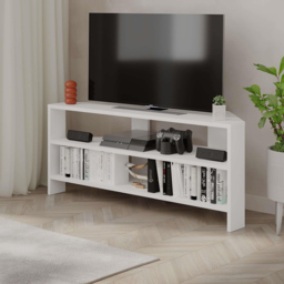 Decortie Thales 2 Shelf White Modern Corner TV Unit - Size: 45 x 110 x 36cm - Wilko - thumbnail 4