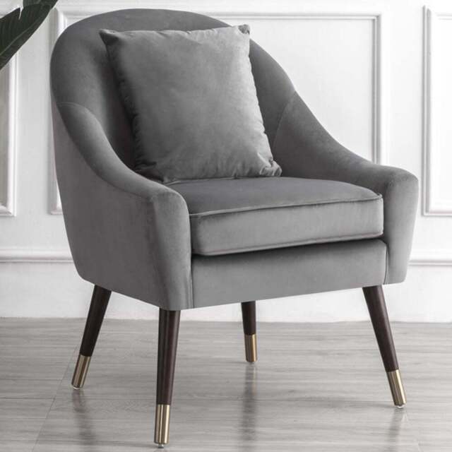 Artemis Home Octavia Grey Velvet Accent Chair - Size: Single - Wilko - image 1