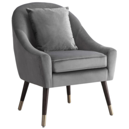 Artemis Home Octavia Grey Velvet Accent Chair - Size: Single - Wilko - thumbnail 3