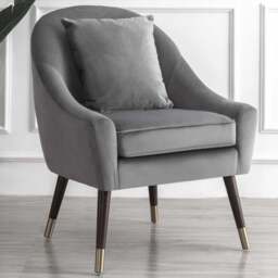 Artemis Home Octavia Grey Velvet Accent Chair - Size: Single - Wilko