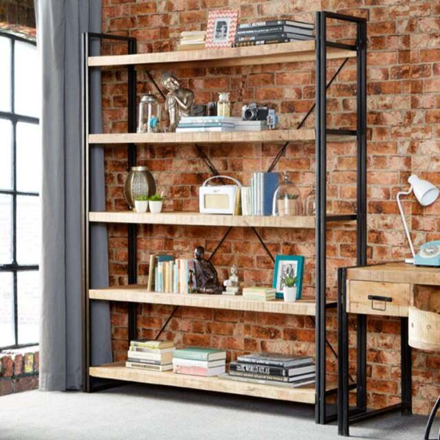 Brooklyn Carnaby 5 Shelf Industrial Large Open Bookcase - Brown - Wilko - image 1