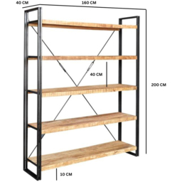 Brooklyn Carnaby 5 Shelf Industrial Large Open Bookcase - Brown - Wilko - thumbnail 6