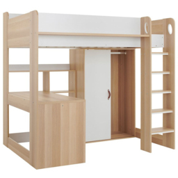 Flair Ava Single High Sleeper Bed with Desk Wardrobe and Storage - Brown - Wilko - thumbnail 5