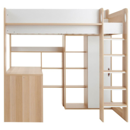 Flair Ava Single High Sleeper Bed with Desk Wardrobe and Storage - Brown - Wilko - thumbnail 4