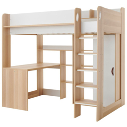 Flair Ava Single High Sleeper Bed with Desk Wardrobe and Storage - Brown - Wilko - thumbnail 3
