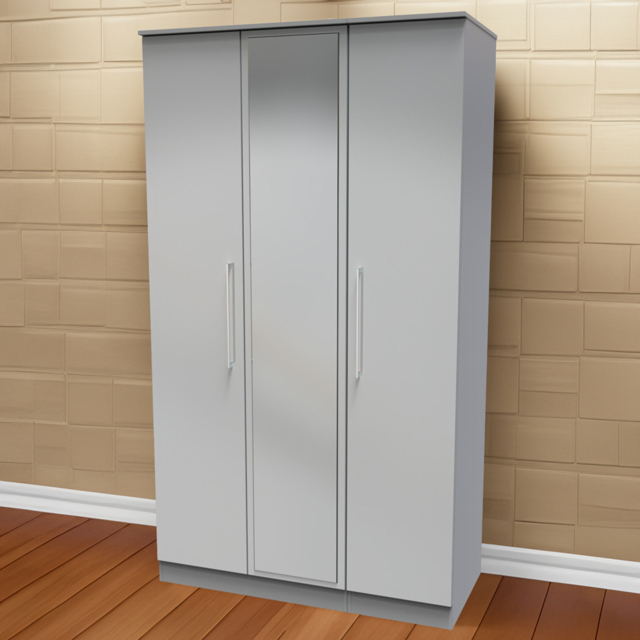 Crowndale Worcester 3 Door Uniform Grey and Dusk Grey Mirrored Wardrobe Ready Assembled - Wilko - image 1