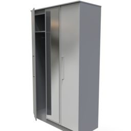 Crowndale Worcester 3 Door Uniform Grey and Dusk Grey Mirrored Wardrobe Ready Assembled - Wilko - thumbnail 5