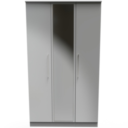 Crowndale Worcester 3 Door Uniform Grey and Dusk Grey Mirrored Wardrobe Ready Assembled - Wilko - thumbnail 4