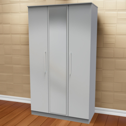 Crowndale Worcester 3 Door Uniform Grey and Dusk Grey Mirrored Wardrobe Ready Assembled - Wilko - thumbnail 1