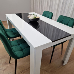 Kosy Koala 4 Seater Velvet Dining Set White Black and Green - Size: 87 x 59 x 45cm - Portland - Wilko - thumbnail 5