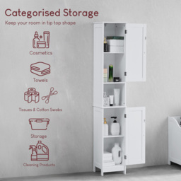 Bath Vida Priano 2 Door White Tall Floor Cabinet - Size: 170 x 32 x 30cm - Wilko - thumbnail 6