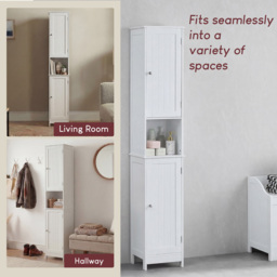 Bath Vida Priano 2 Door White Tall Floor Cabinet - Size: 170 x 32 x 30cm - Wilko - thumbnail 5