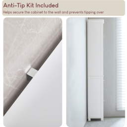 Bath Vida Priano 2 Door White Tall Floor Cabinet - Size: 170 x 32 x 30cm - Wilko - thumbnail 7