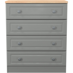 Crowndale Norfolk 4 Drawer Dusk Grey and Bardolino Oak Chest of Drawers Ready Assembled - Dusk Grey & Bardolino Oak - Wilko - thumbnail 3