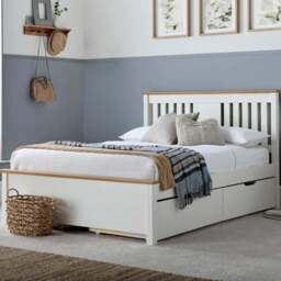 Chester Single Stone White and Oak Bed Frame - Bedmaster - Wilko - thumbnail 1