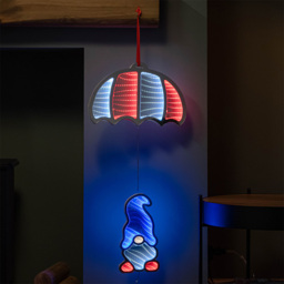 Premier Multicolour LED Light Up Parachuting Christmas Gonk Hanging Infinity Light Decoration 60cm - Size: 60 x 33 x 7cm - Multi-Coloured - Wilko - thumbnail 1