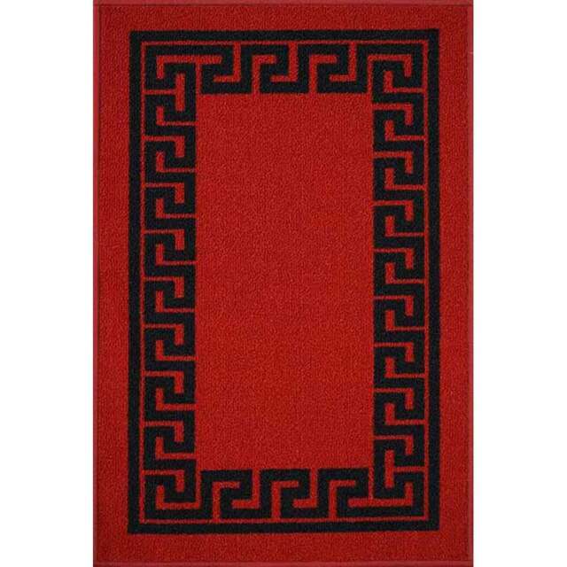 Desire Rugs Havana Red and Black Greek Key Anti Slip Door Mat 90 x 57cm - Size: 57 x 90cm - Wilko - image 1